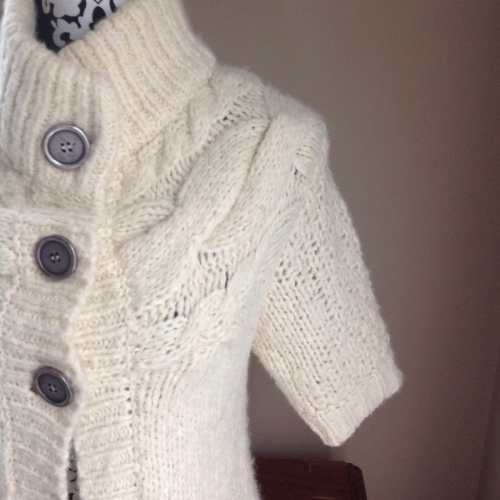 Free people long sweater cardigan cream wool knit